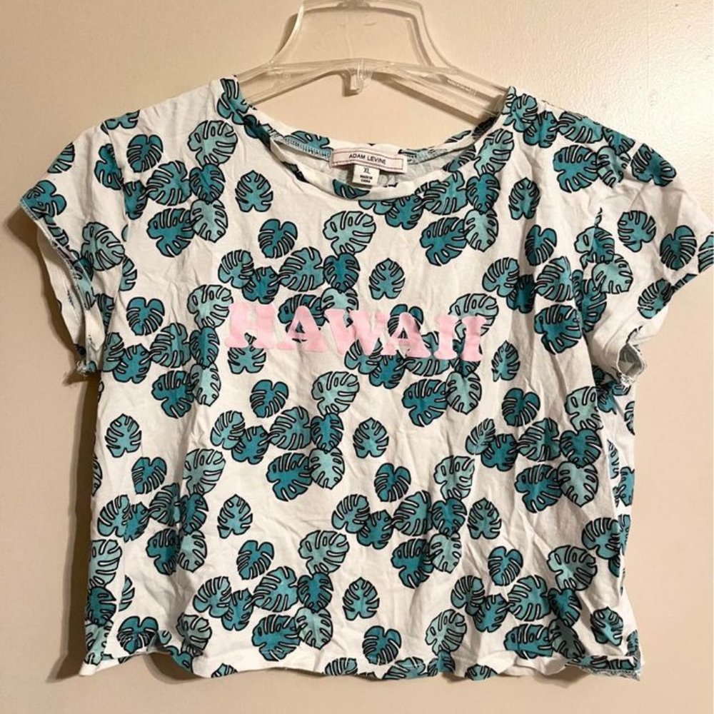 Hawaii Tropical Print Graphic Cropped Tee